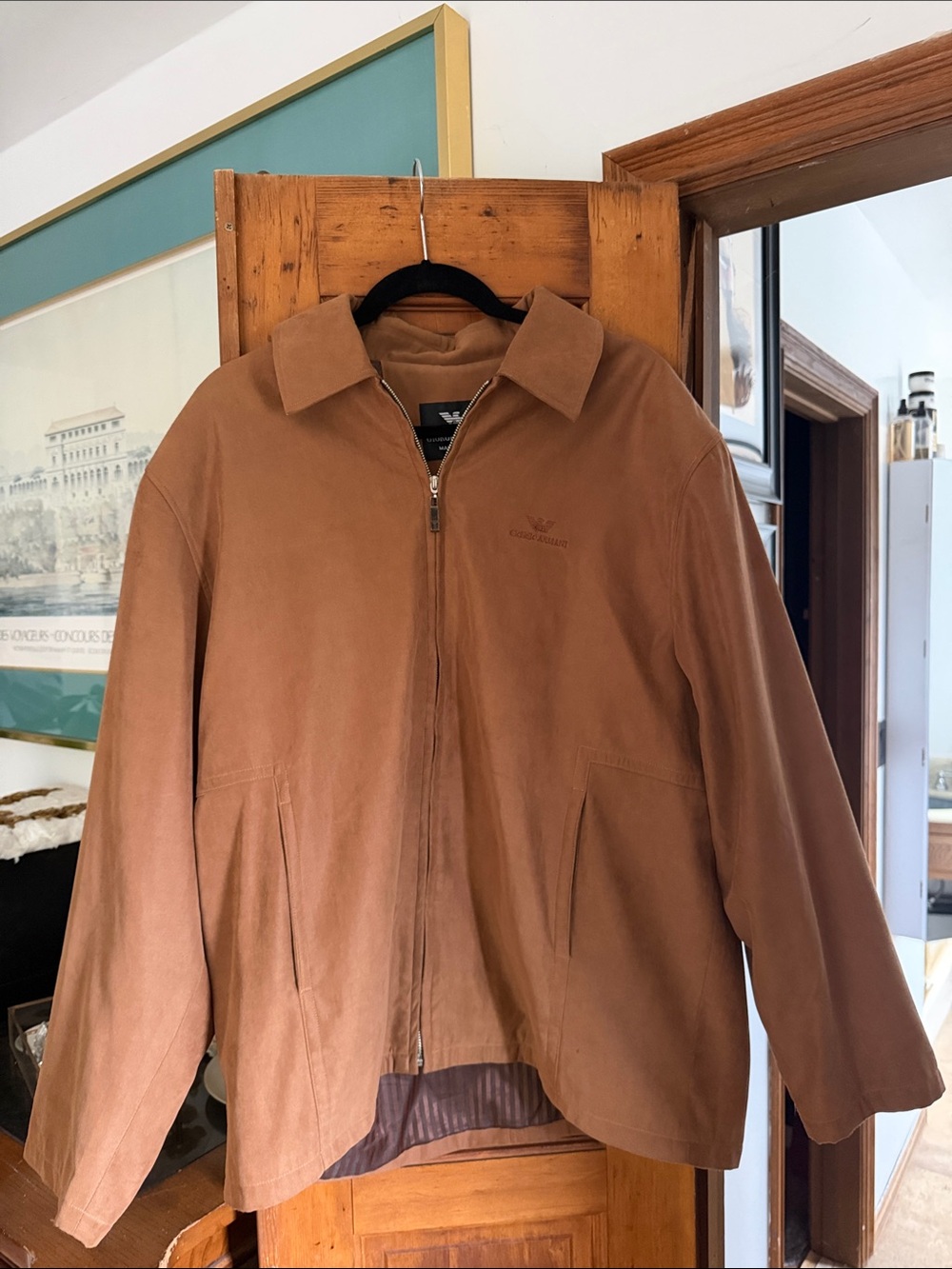 Giorgio Armani Men's Tan Suede Zip Jacket